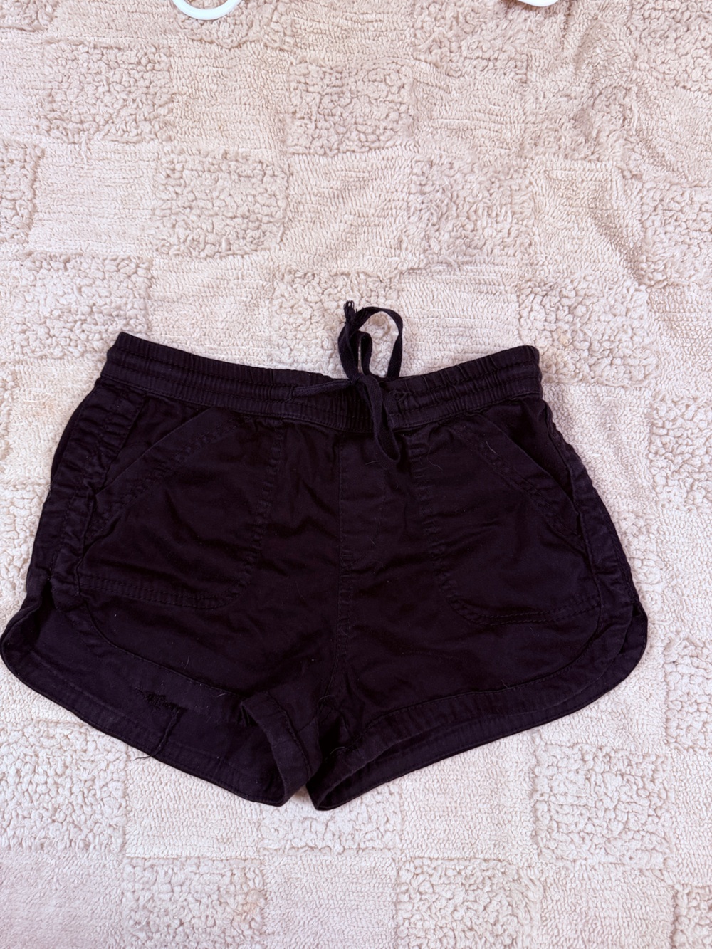 Women's Black Athletic Drawstring Shorts with Front Pockets